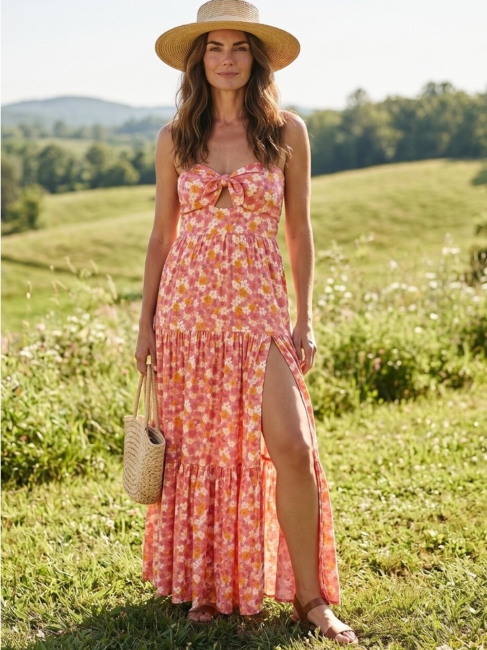 L*Space Alessandra Floral Strapless Maxi Dress Women's Small